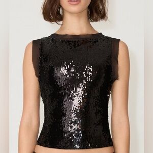 KHY X Sia Arnika Black Sequin Sleeveless Top